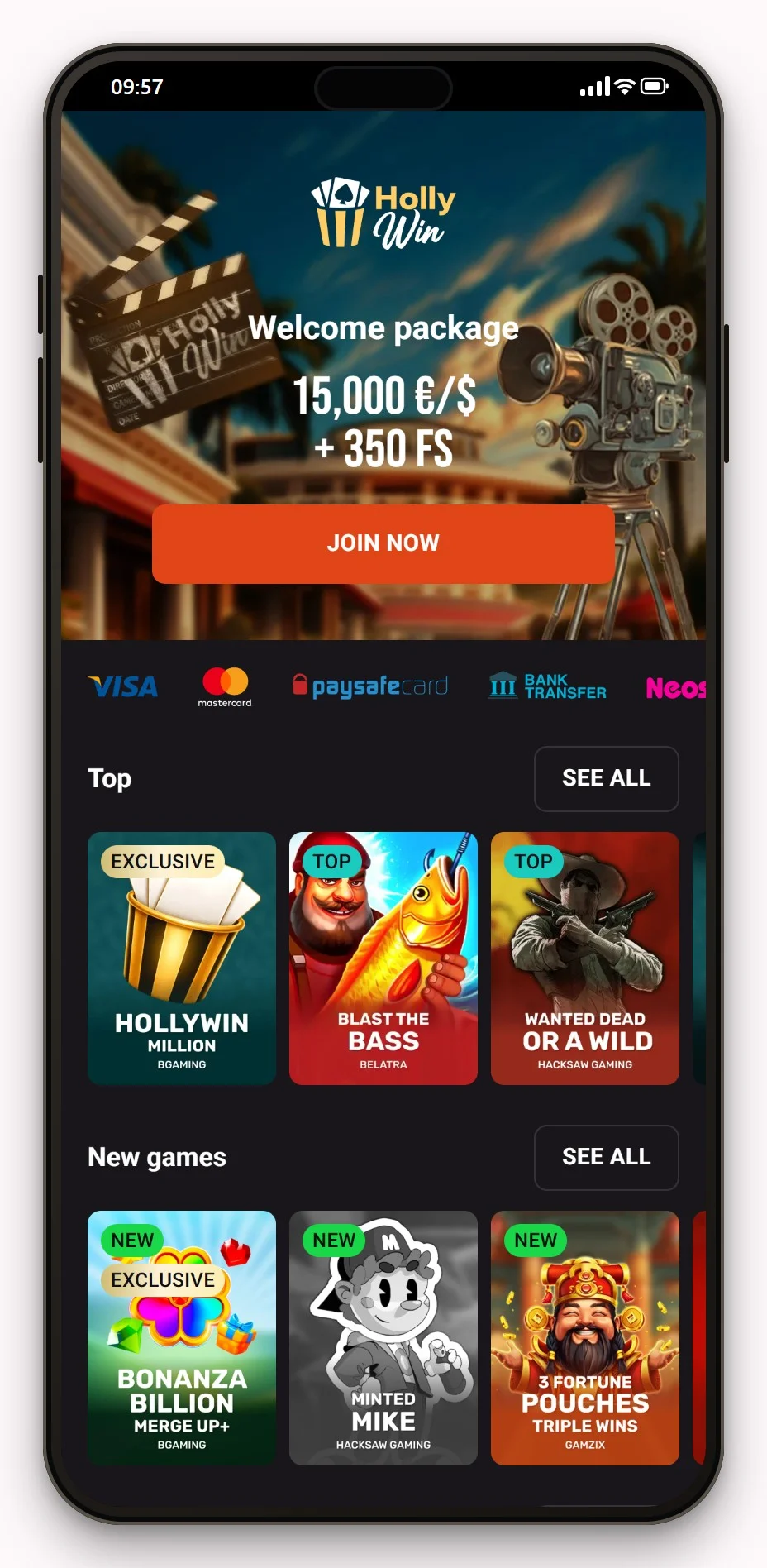 mejores casinos neosurf españa: Hollywin en el móvil