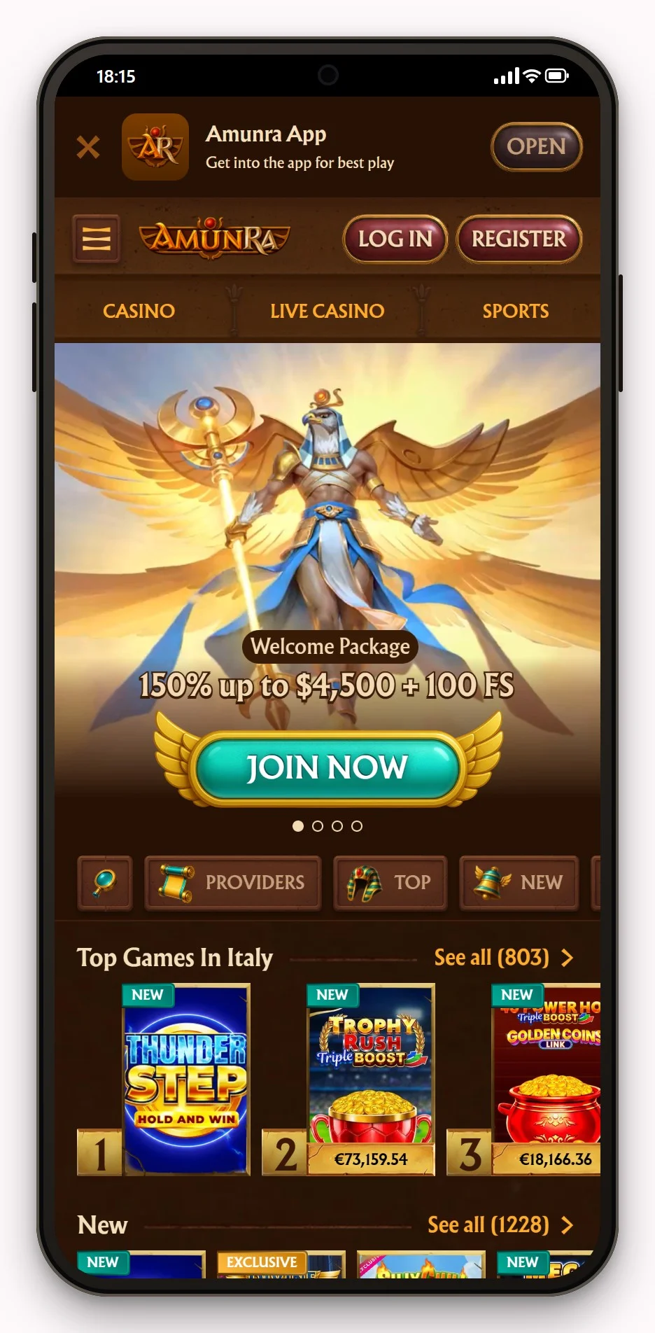 neosurf casino: AmunRa mobile site, the lobby