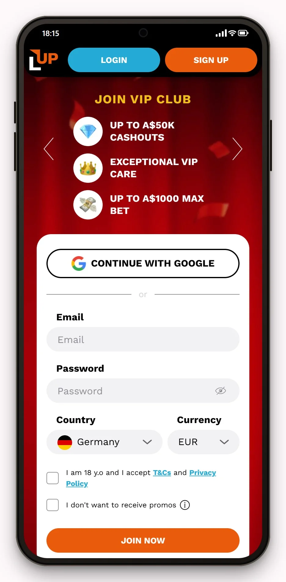 neosurf casinos australia: Level Up Casino mobile site, the lobby